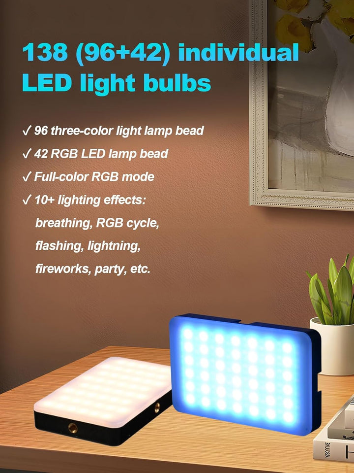 LED Selfie Licht & Handylicht mit Clip – Wiederaufladbares Videolicht 1800mAh für Laptop, TikTok & V