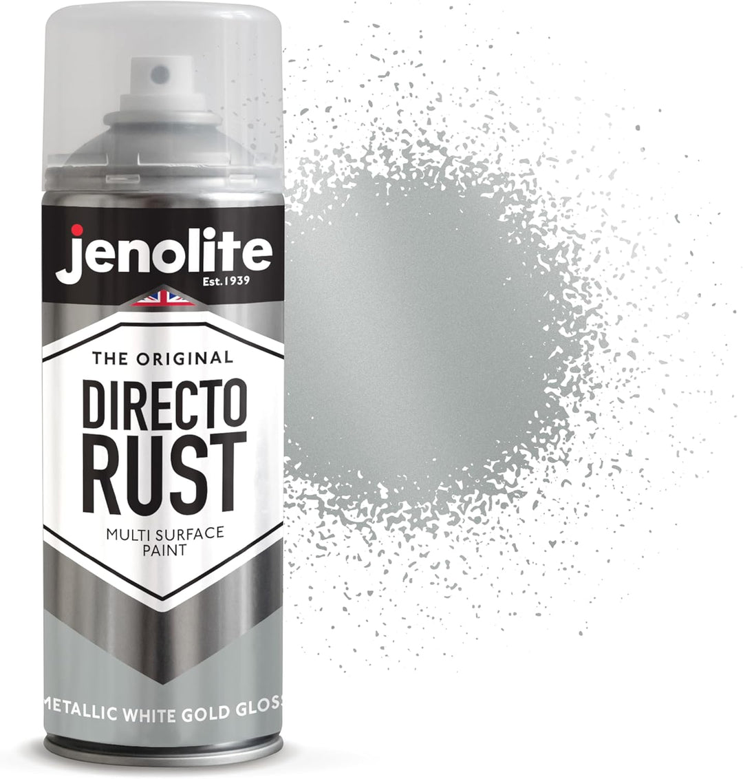 JENOLITE Directorust Metallic-Glanz-Sprühfarbe, Weissgold, 3 x 400 ml, Weissgold-Sprühfarbe für vers