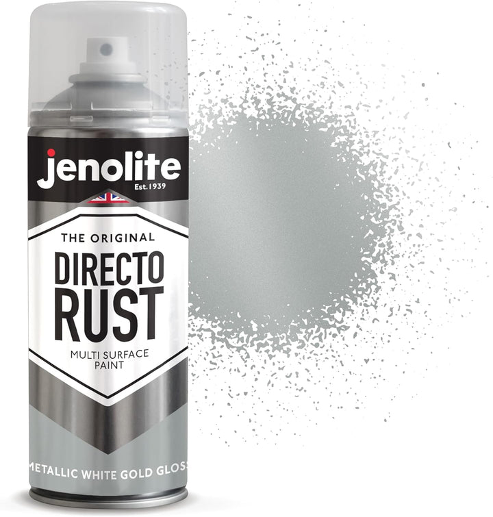 JENOLITE Directorust Metallic-Glanz-Sprühfarbe, Weissgold, 3 x 400 ml, Weissgold-Sprühfarbe für vers