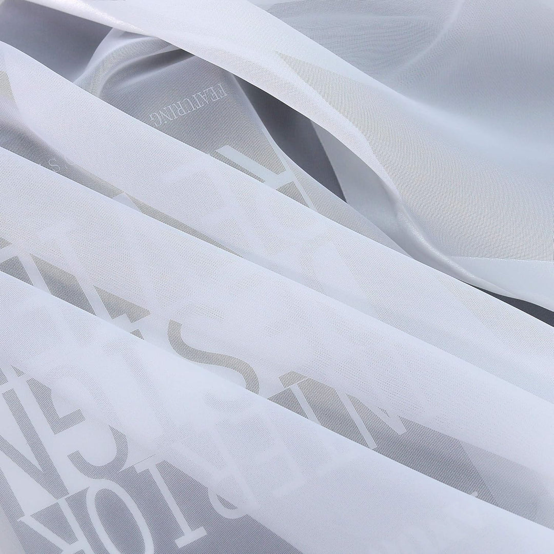 HongYa Kräuselband Kuvertstore Transparenter Voile Gardine mit Satinbänder H/B 160/400 cm Weiss H/B: