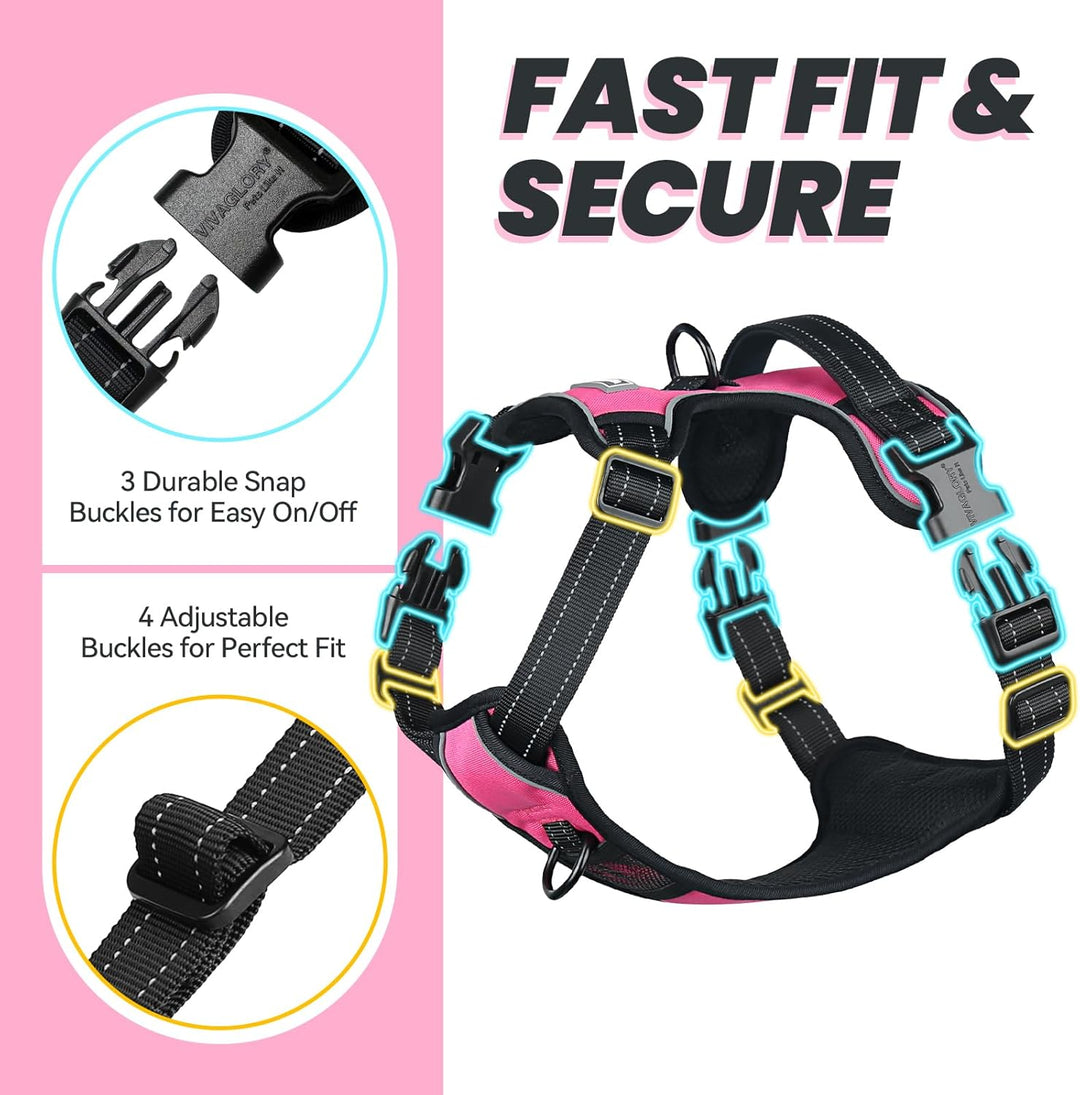 VIVAGLORY Easefit Hundegeschirr, Zugstopp Hundegeschirr Geschirr Hund Mit Griff, Anti Zieh Geschirr