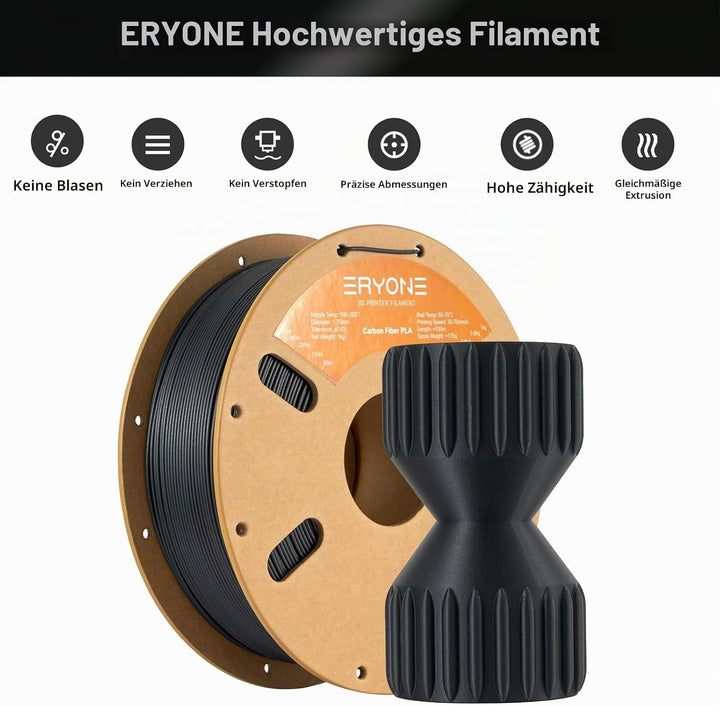 ERYONE Carbon Fiber PLA Filament 1.75mm +/- 0.03mm, 3D Drucker Filament, Fit Most FDM Printer, PLA C