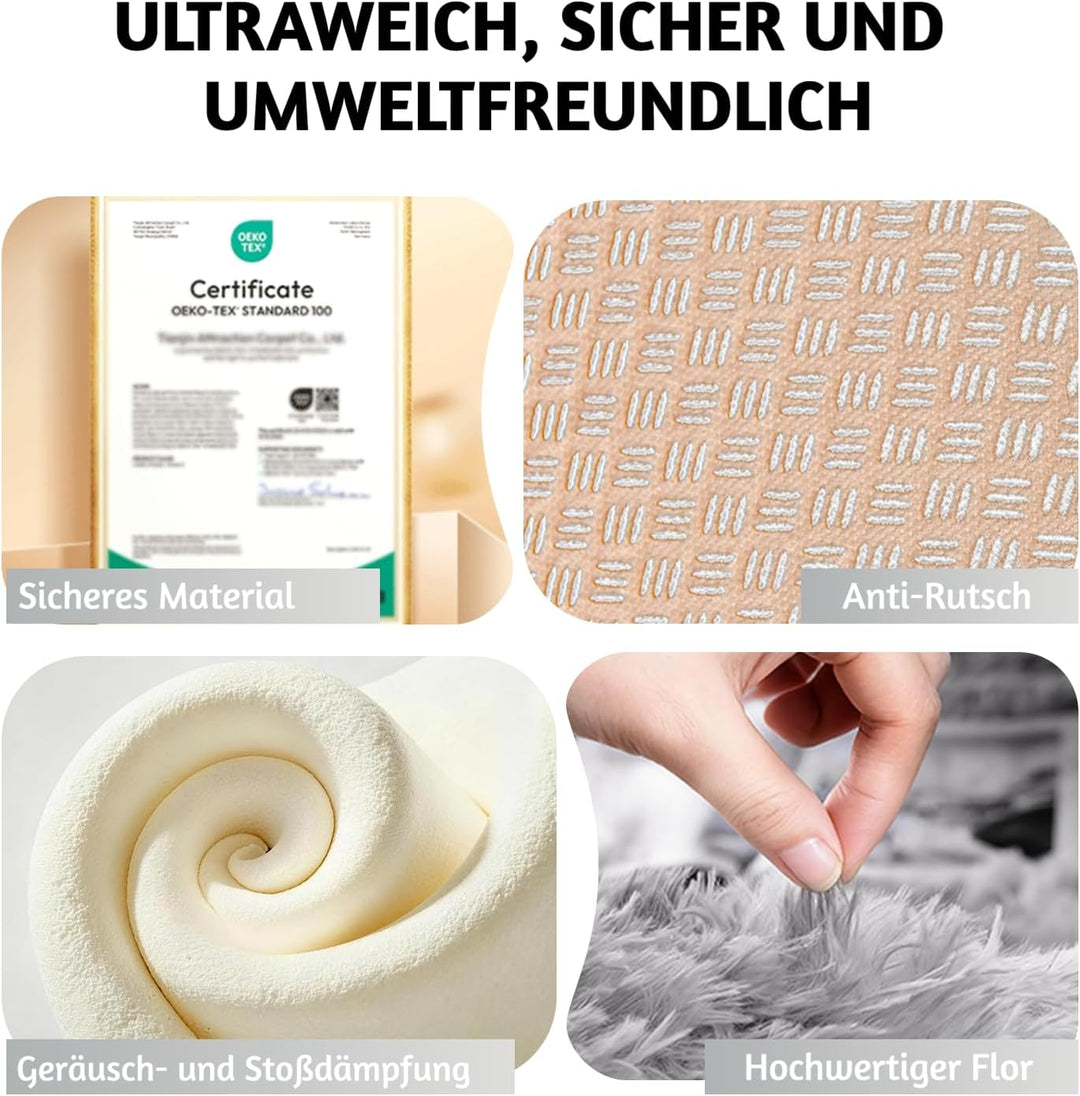 MARATIP Plüsch Teppich,Flauschiger Teppich Rund,grosse Grösse modernes Wohnzimmer,Kinder Mädchen,wei