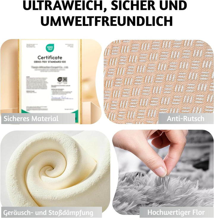 MARATIP Plüsch Teppich,Flauschiger Teppich Rund,grosse Grösse modernes Wohnzimmer,Kinder Mädchen,wei