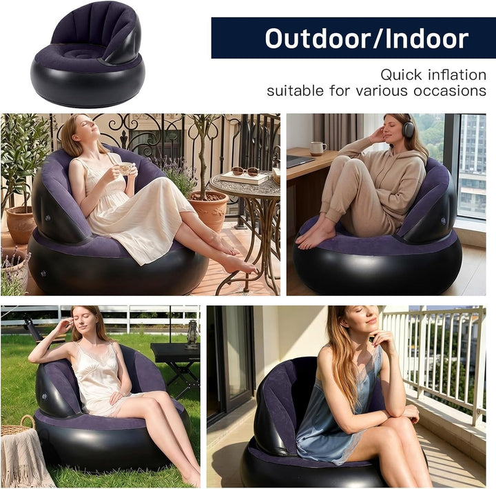 Aufblasbares Sofa, Wasserdichtes Aufblasbarer Sessel mit Fusspumpe, Aufblasbare Couch mit Beflockter