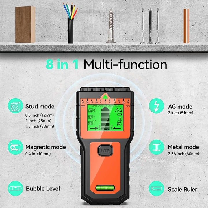 Leitungssuchgerät - Multifunktionaler Stud Finder mit LCD-Display & Audio-Alarm, Kabel- und Metallsu