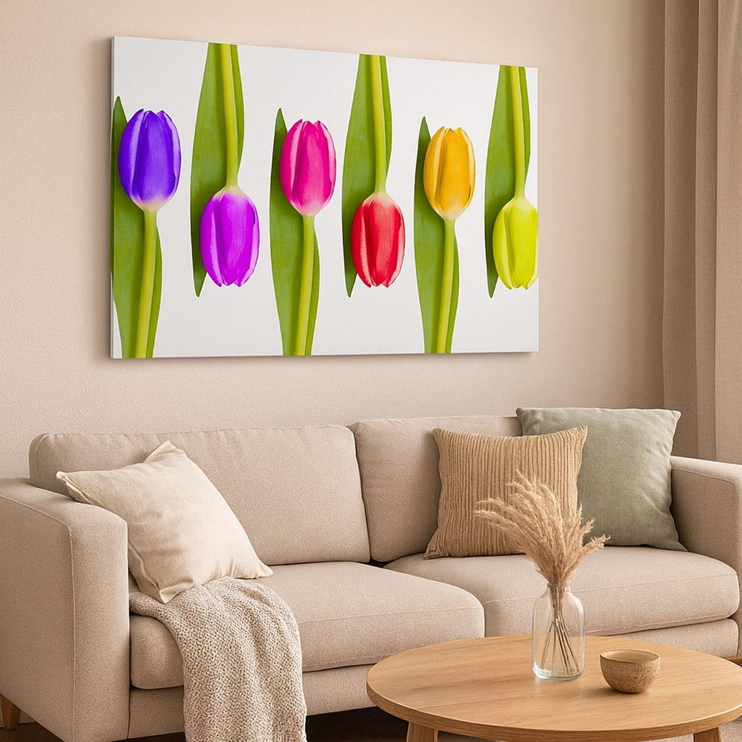 Bilder auf Leinwand 100x70cm Leinwandbild Tulpe Blume Garten Komposition Gross Wanddeko Bild Schlafz