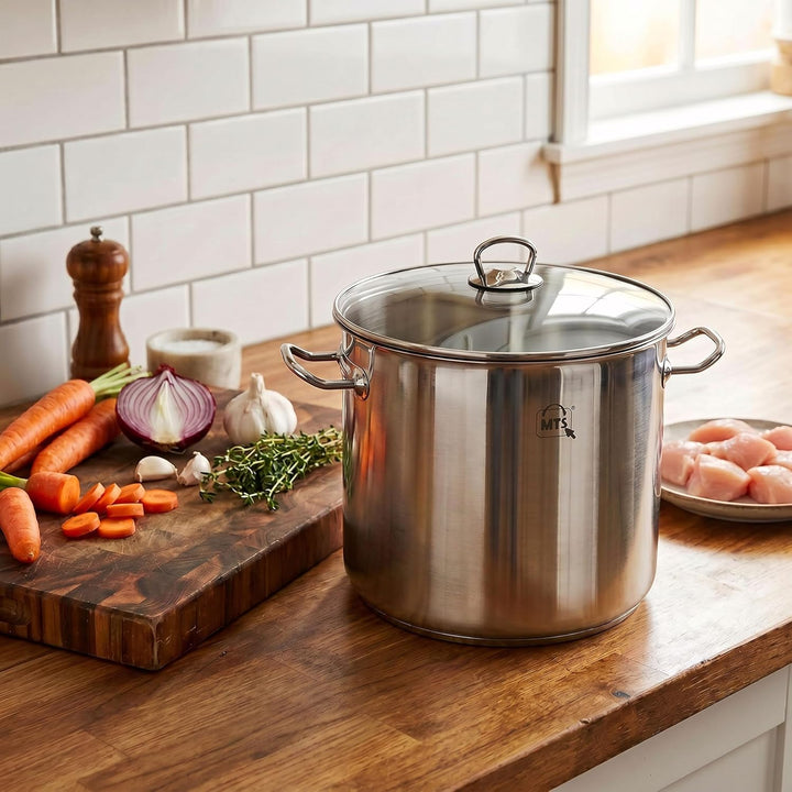 HI Universaltopf mit Glasdeckel (20l & 28cm Durchmesser) - 20 Liter Edelstahl Topf gross, Kochtopf I