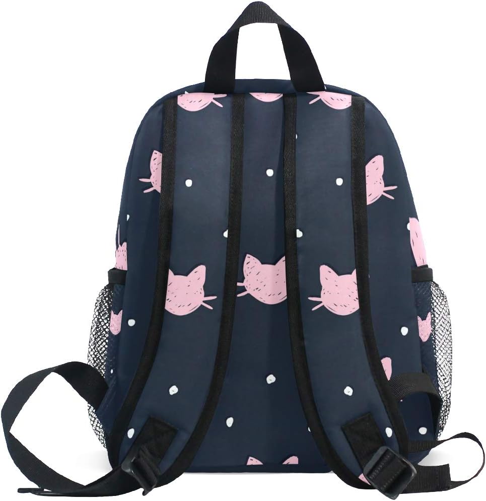 Kinderrucksack Pink Cat Polka Dot Navy Kindergarten Kindergartentasche für Kleinkinder Mädchen Junge
