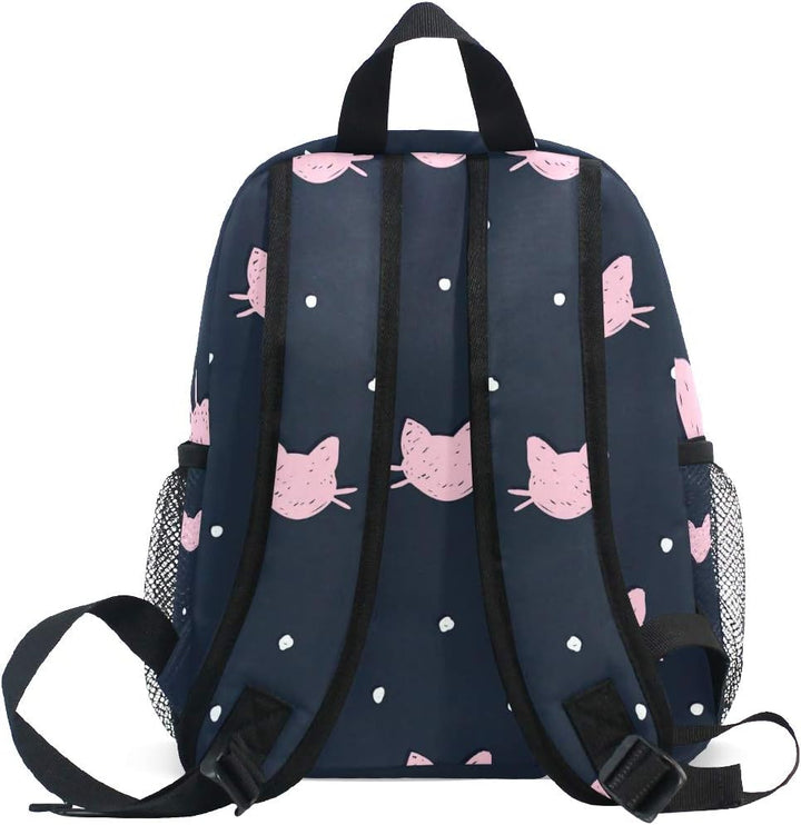 Kinderrucksack Pink Cat Polka Dot Navy Kindergarten Kindergartentasche für Kleinkinder Mädchen Junge