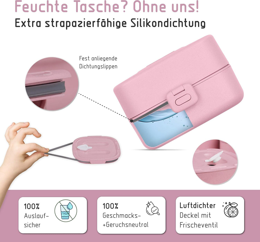 BJORKI® Bento Box für Kinder inkl. BONUS Namensticker - Auslaufsichere Lunchbox mit Fächern - Nachha