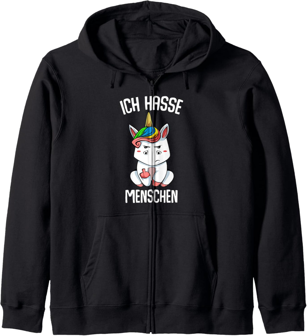 Ich hasse Menschen Einhorn Lustiger Witziger Spruch Geschenk Kapuzenjacke