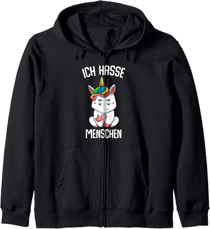 Ich hasse Menschen Einhorn Lustiger Witziger Spruch Geschenk Kapuzenjacke