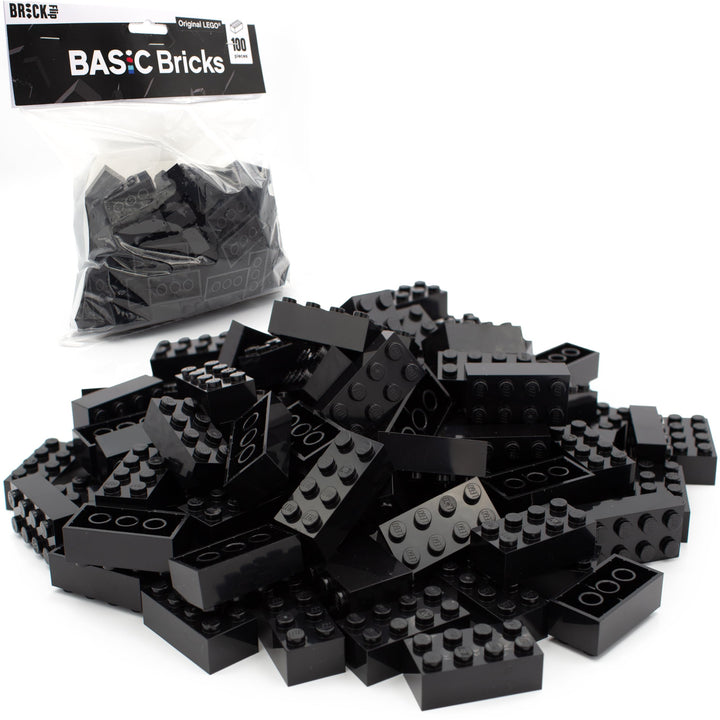Lego Steine Classic, Schwarz, 2x4 Bausteine, 100 Stück - Einzelteile Starterset oder Erweiterung für