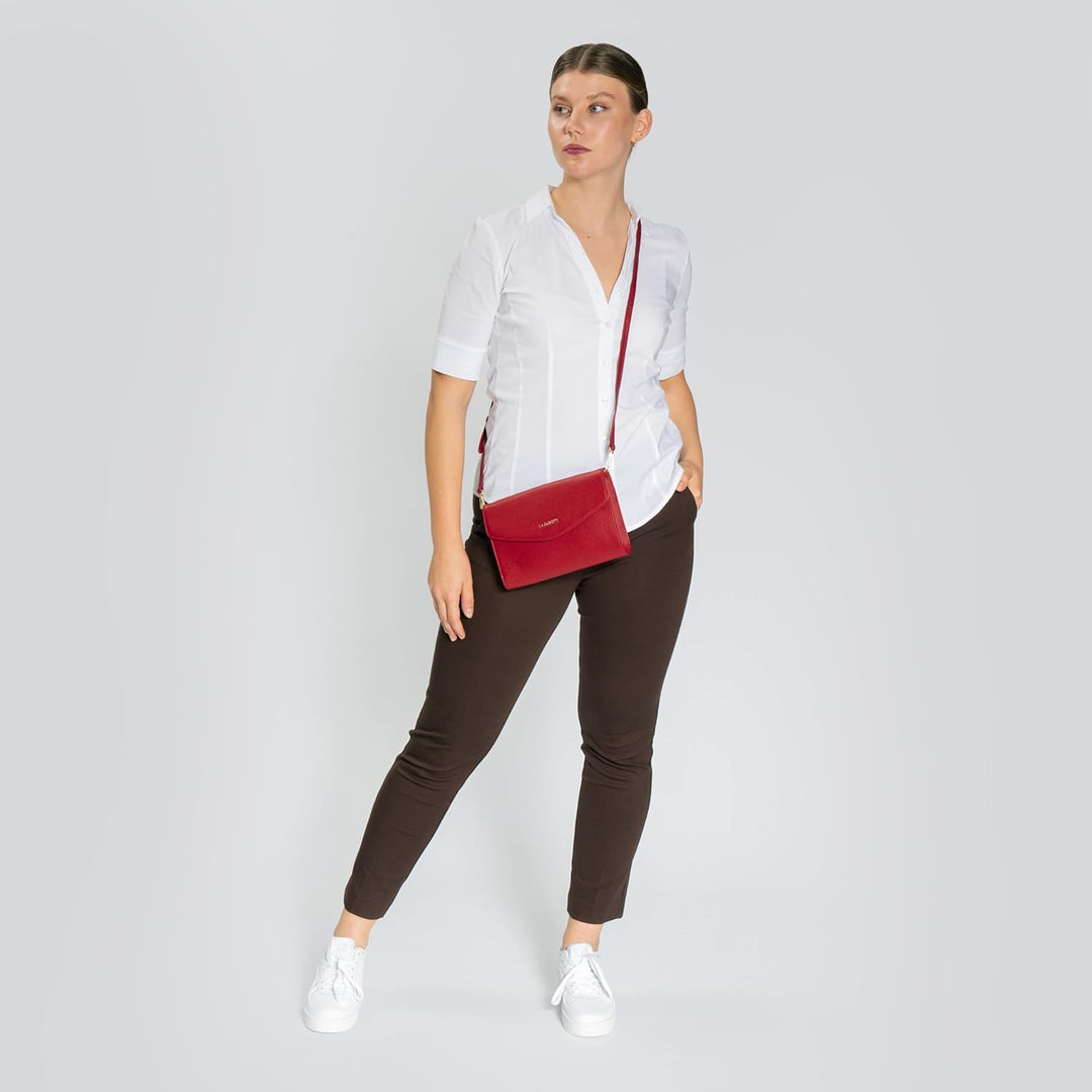 Lazarotti Bologna Leder Handtasche Damen | abnehm- & längenverstellbarer Schulterriemen | mittelgros