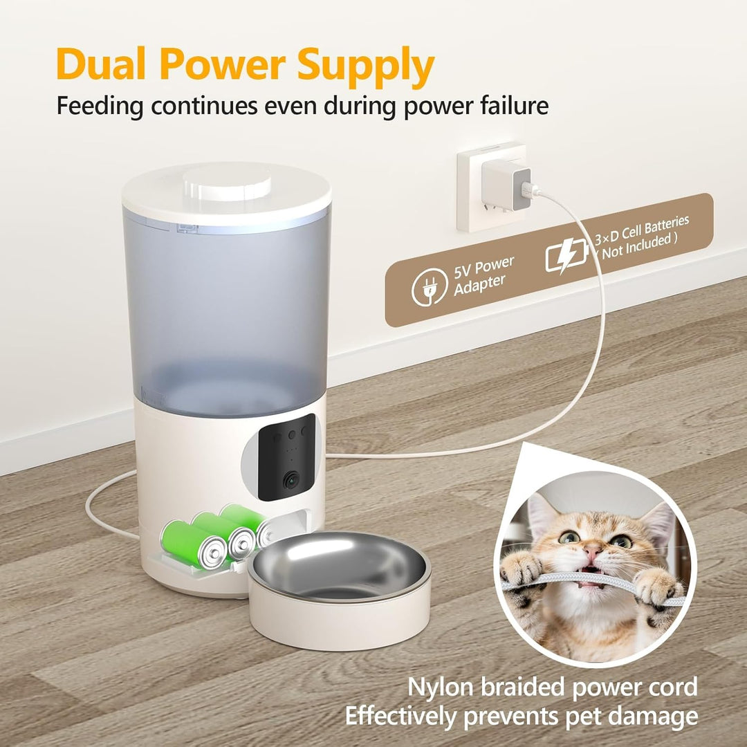 Futterautomat Katze 5L mit Kamera für Trockenfutter, WiFi APP-Steuerung | HD Bewegungserkennung & Fa