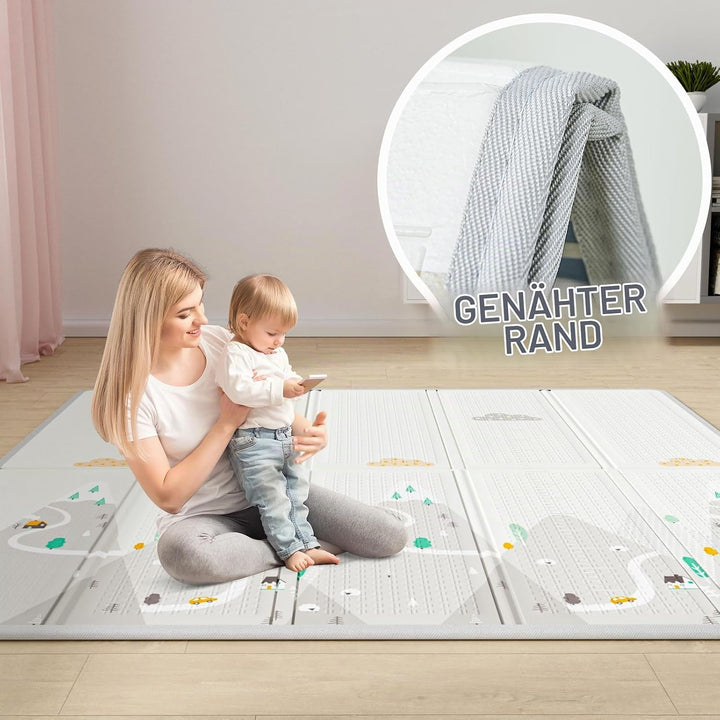 150x150 cm Baby Laufgitter mit Matte, Laufstall Baby mit Matratze (150X150X65 cm)