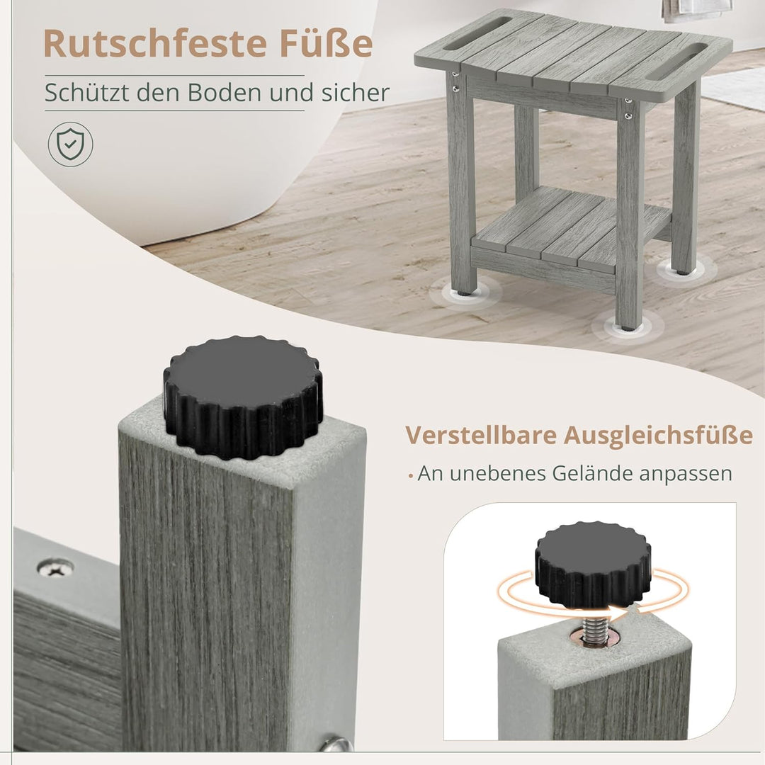 LUE BONA HDPS Duschbänke, Duschhocker zum Rasieren der Beine mit Ablage, wasserdichter Badstuhlsitz