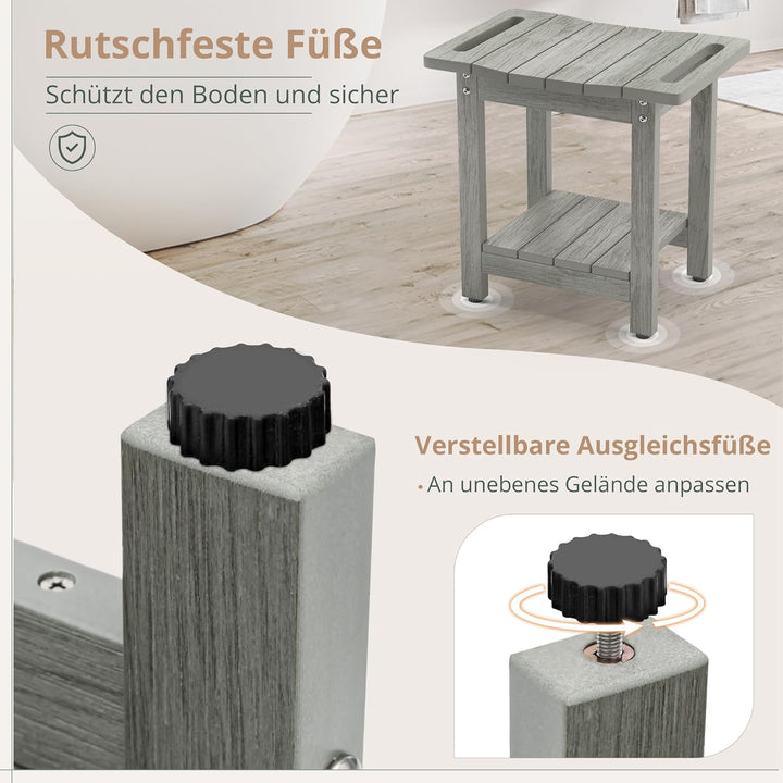 LUE BONA HDPS Duschbänke, Duschhocker zum Rasieren der Beine mit Ablage, wasserdichter Badstuhlsitz