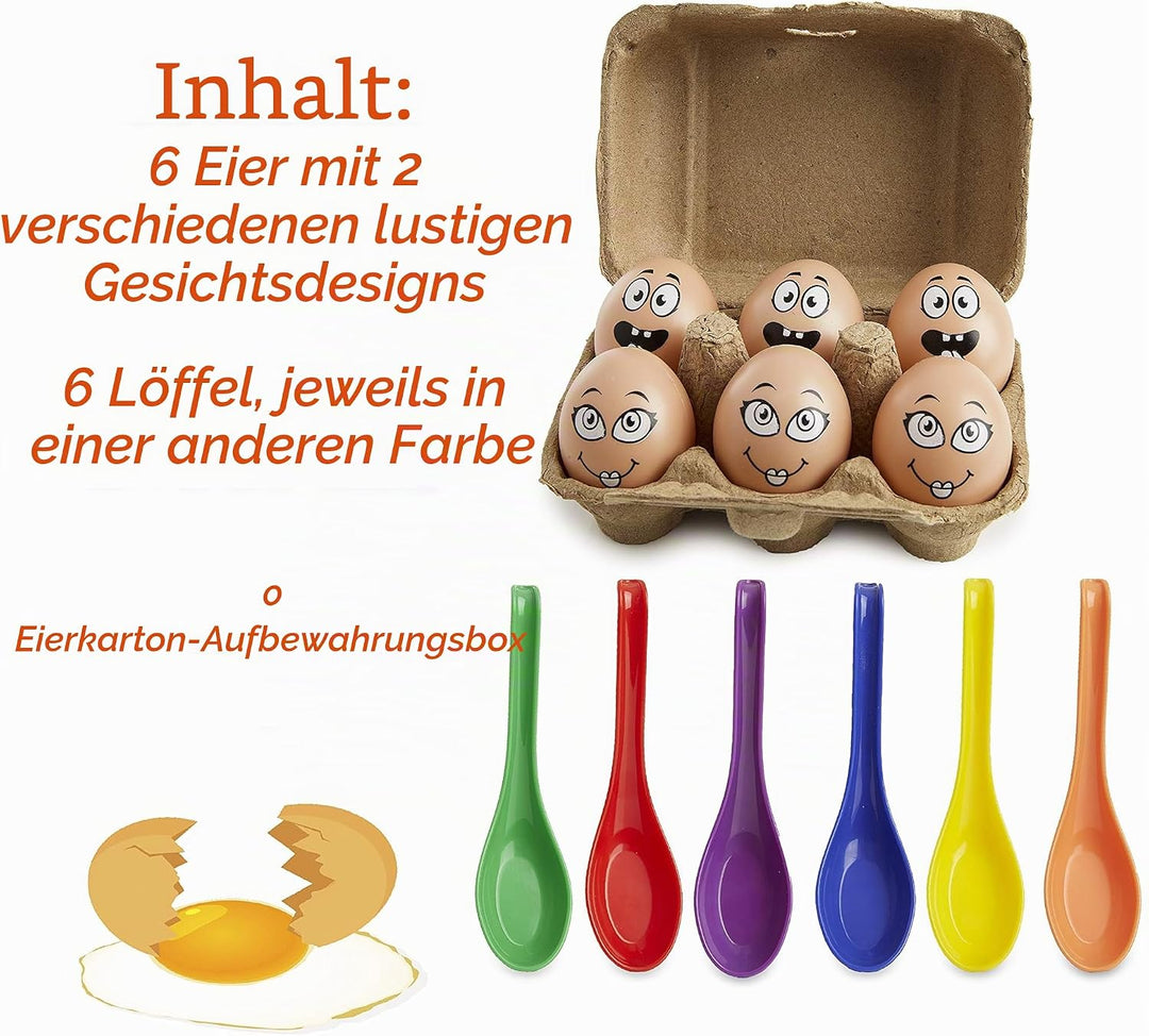KreativeKraft Eierlaufen Kindergeburtstag Spiele Set, Plastik Eier Spielzeug Löffel Set, Outdoor Spi