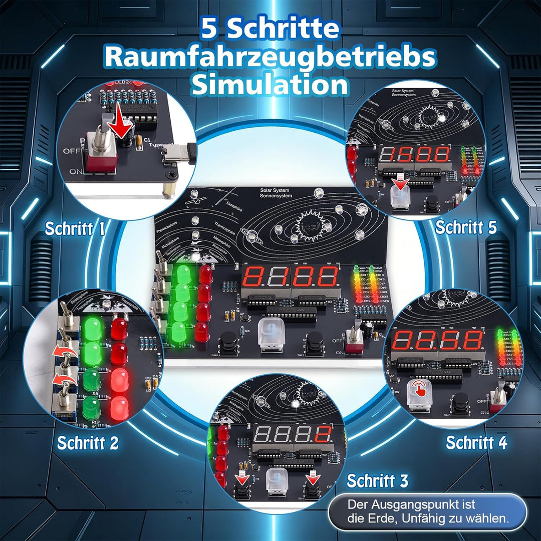 DIY Raumschiff Kontrollzentrum Löt Bausatz, LED Elektronik Bausatz Simulierter Raketenstart Lötset f
