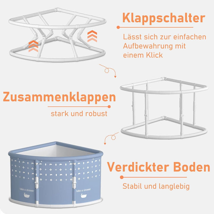 Tragbare Badewanne für Erwachsene Faltbare Badewanne mit Kissen Falten mit Einem Klick Bathtub Wanne