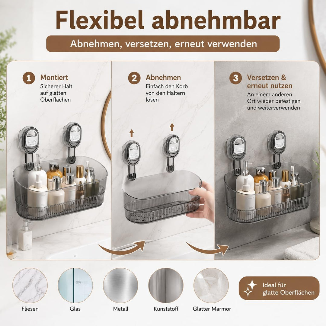 Duschablage Saugnapf, Badezimmer Regal Ohne Bohren Acryl Badewannenablage Duschkorb Ohne Bohren Mit