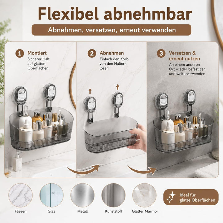 Duschablage Saugnapf, Badezimmer Regal Ohne Bohren Acryl Badewannenablage Duschkorb Ohne Bohren Mit