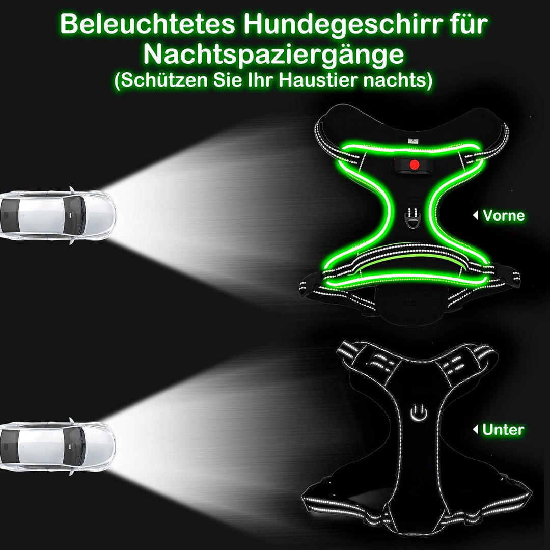 Hundegeschirr Leuchtend Wiederaufladbares Leuchtgeschirr für Hunde Led Beleuchtetes Hundegeschirr fü