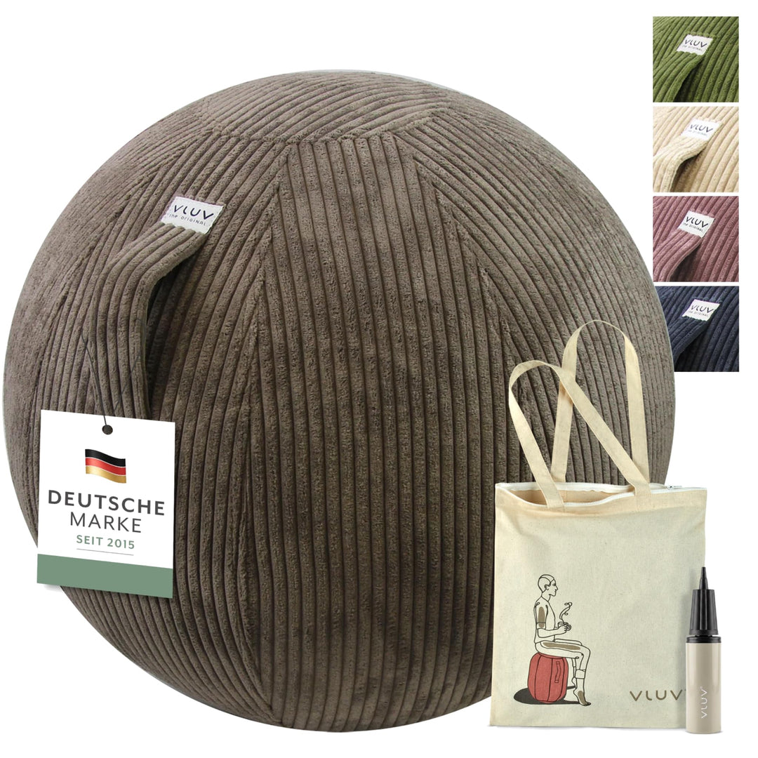 VLUV® BOL VLIP Sitzball Büro Ergonomisch [Atmungsaktiv mit Tragegriff und Wegrollschutz] Waschbarer