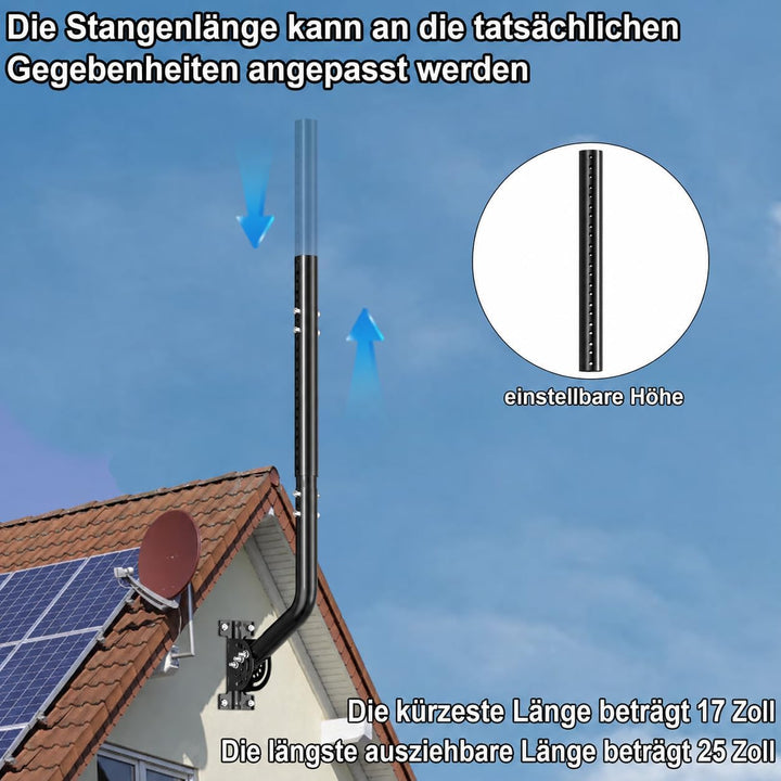 Universeller Antennenmast für Fernseh-, Satelliten-, Radio- und WLAN-Antennen - Verstellbarer Stände