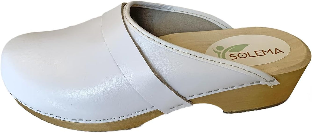 Solema Erik Lederschuhe Clog Pantolette Komfortschuhe Hausschuhe, Herren 46 EU Weiss, 46 EU Weiß