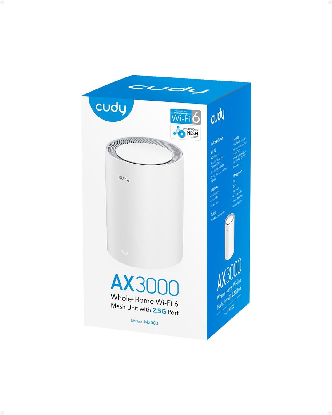 Cudy AX3000 WiFi 6 Mesh-System–deckt Bis zu 2500 m², Ersetzt Wireless-Router und Extender, 2,5 G WAN