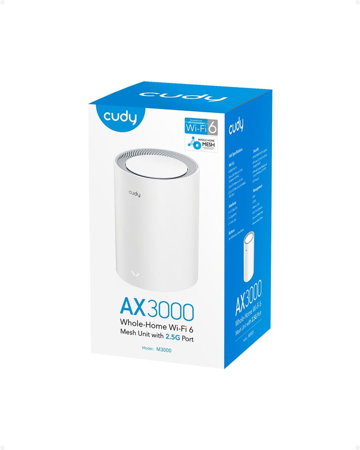 Cudy AX3000 WiFi 6 Mesh-System–deckt Bis zu 2500 m², Ersetzt Wireless-Router und Extender, 2,5 G WAN