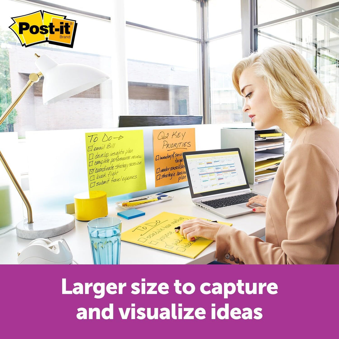 Post-it Super Sticky Big Notes, 11 In x 11 in, Sticky Notes, 30 Sheets Per Pad, 1 Pad (BN11O), Neon