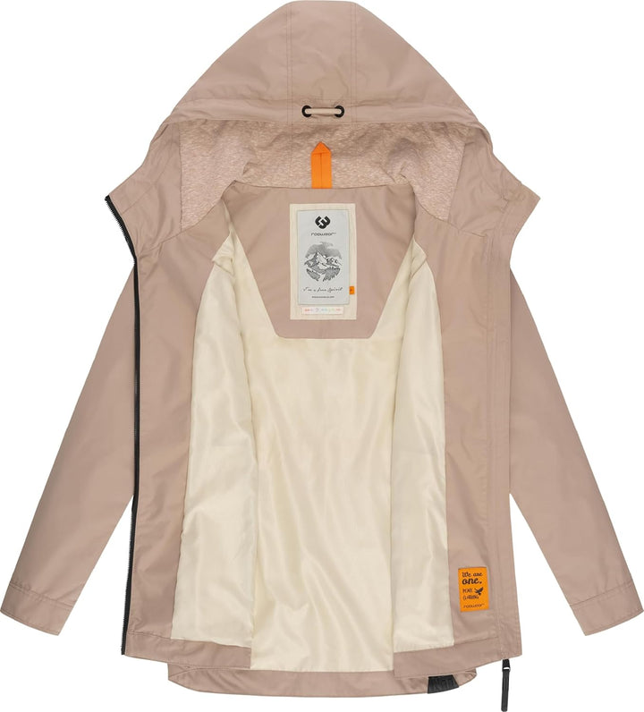 Ragwear Damen Übergangsjacke leichte Jacke Kurzmantel wasserdicht mit Verstellbarer Kapuze Zuzka Int