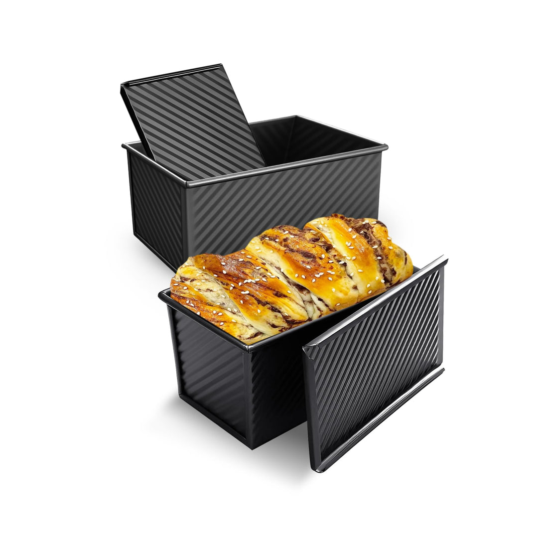2 Stück Brotbackform mit Deckel, Toastbrot Backform mit Deckel, 450g (1lb) Antihaft Brotform Kastenf