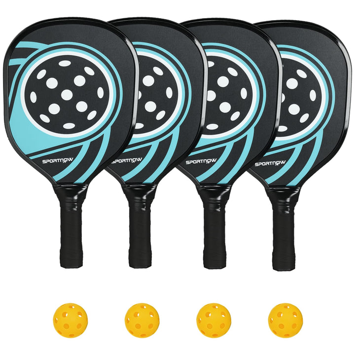 SPORTNOW Pickleball Paddles Set Schläger Set mit 4 Schlägern, 4 Bällen, Ergonomisch Griff Tasche, Pa