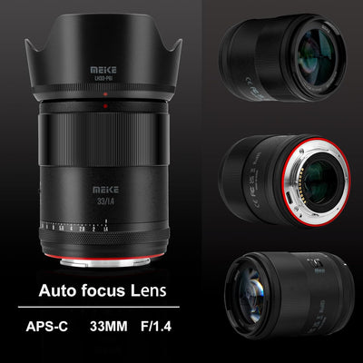 Meike 33mm F1.4 Weitwinkel APS-C AF STM(Schrittmotor) Objektiv Autofokus Festbrennweiten für Sony E