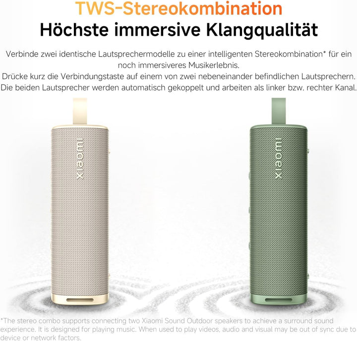 XIAOMI Sound Outdoor 30W, 12h Akku, IP67, BT 5.4, 30W Sound, TWS, Schnellladung, Rot