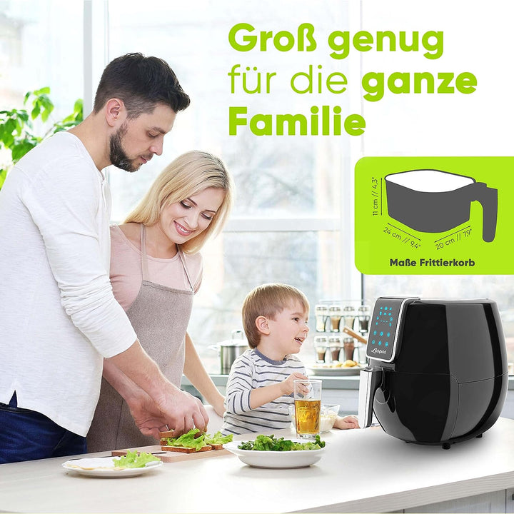Liebfeld Heissluftfritteuse XXL (5,3L) - 1800W Airfryer Heissluft Fritöse Friteuse - Abnehmen durch