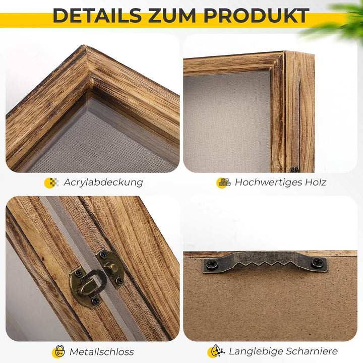 3D Bilderrahmen Zum Befüllen 25x20 cm, Objektrahmen Holz zum Aufhängen oder Stehend, Bilderrahmen Ti