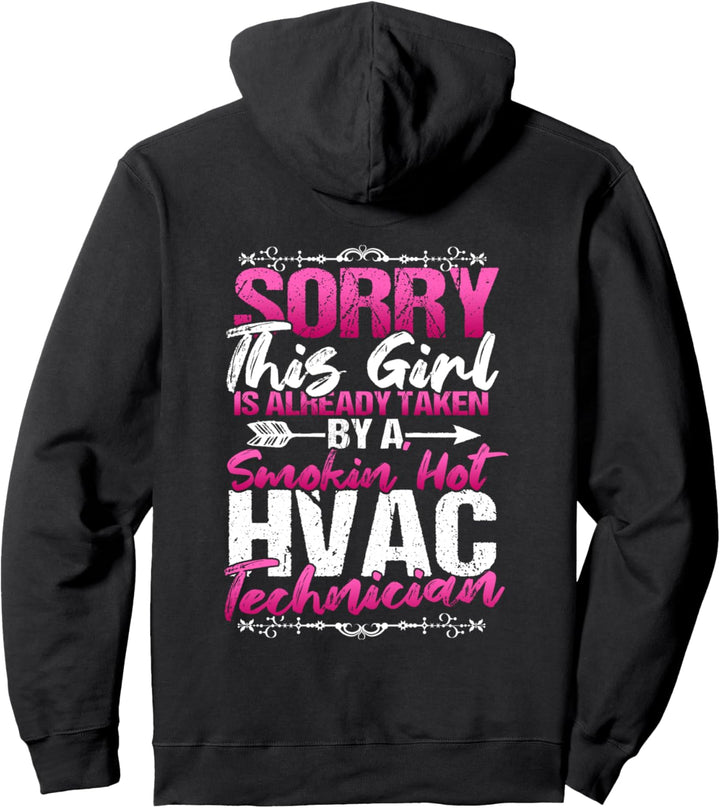 HVAC Technician Gifts Wife Design On Back Of Clothing Pullover Hoodie