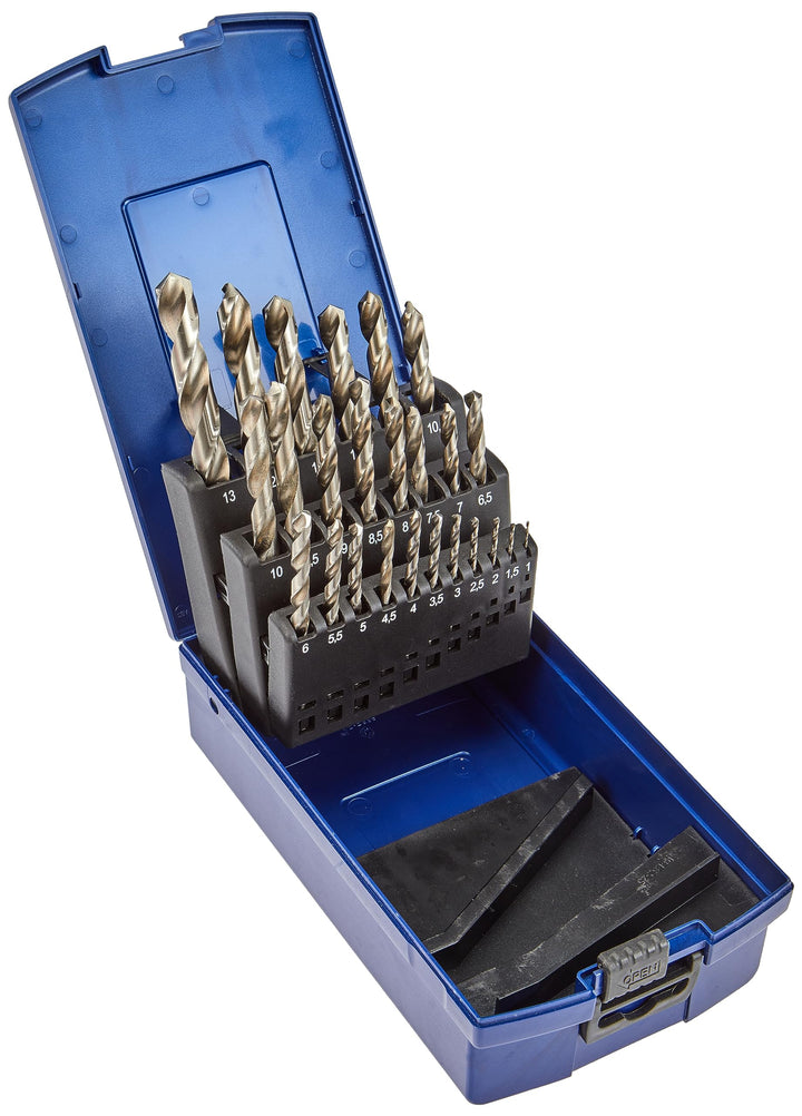 HSS-G DIN 338 geschliffen Typ N in ABS-Box 25-tlg. 1,0-13,0 x 0,5 mm stg. / KG13