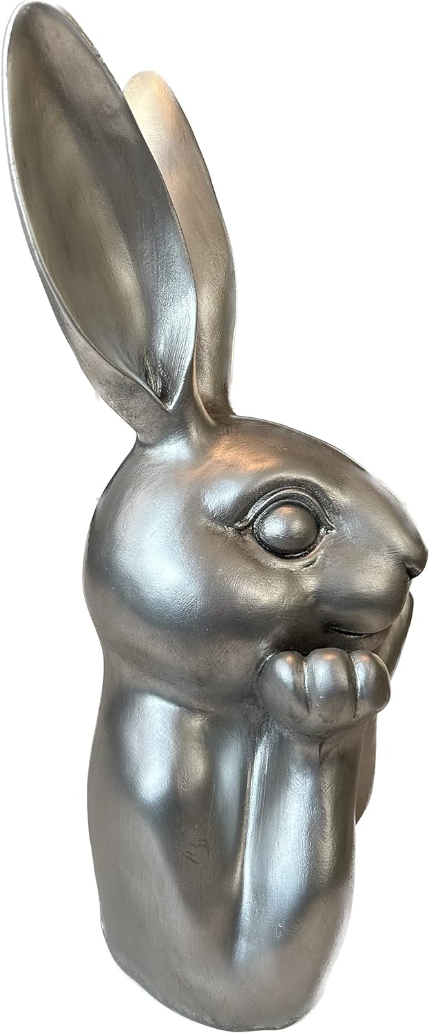 presentis HASENBÜSTE Osterhase Deko Ben 35 cm Silber Altsilber Osterdeko, Silber