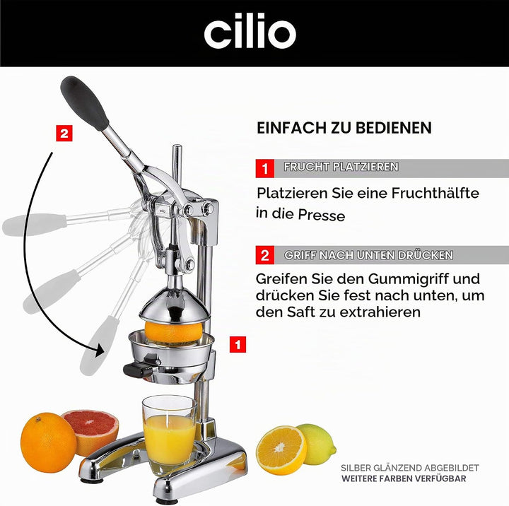 Cilio C309454 Manuelle Saftpresse, Zinkdruckguss, Kupfer, 23 x 19 x 44 cm, Kupfer