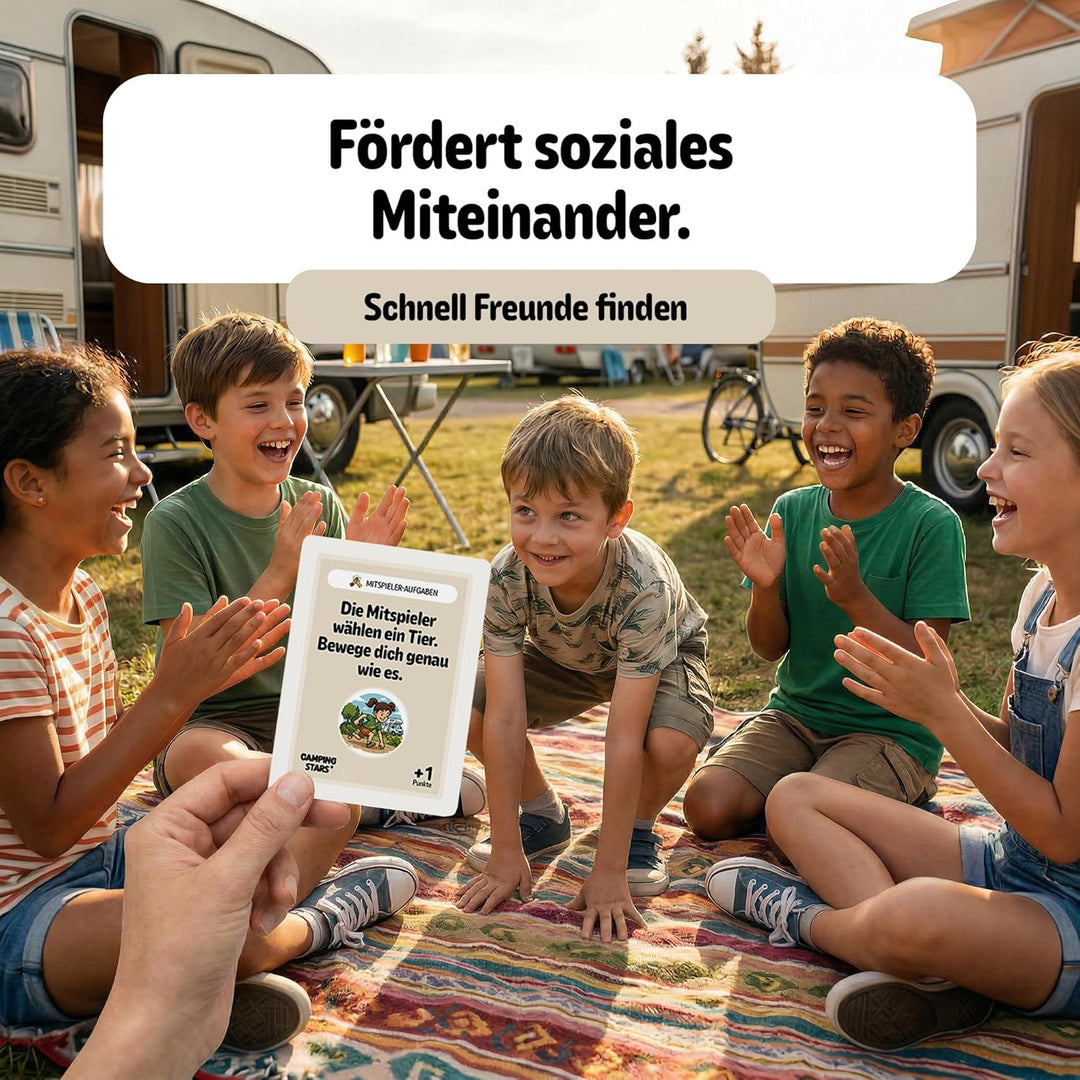 Camping Stars - Das spannende Aufgaben Kartenspiel für Kinder, 50 Karten, Camping Spiele Geschenk, R