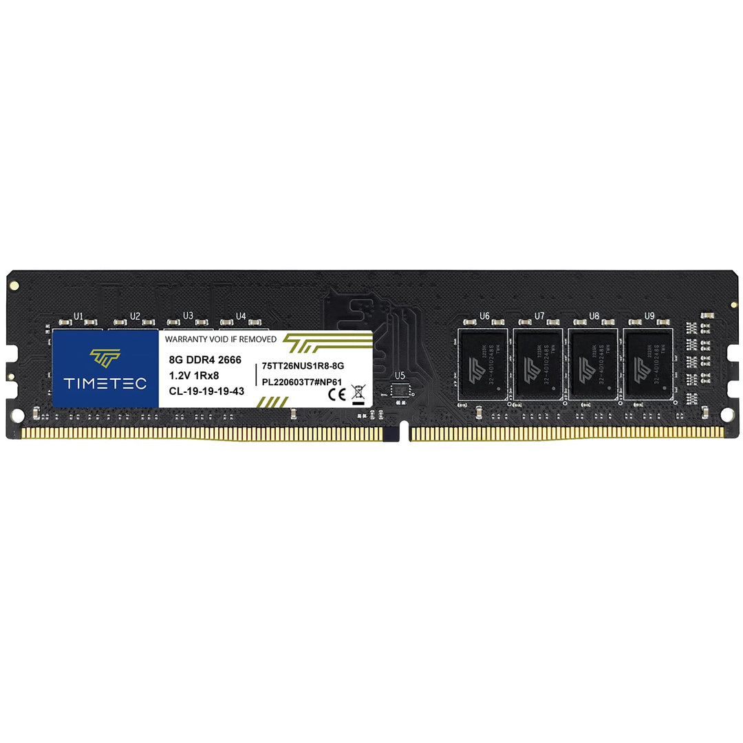 Timetec 8 GB DDR4 2666 MHz PC4-21300 Nicht-ECC ungepuffert 1,2 V CL19 1Rx8 Single Rank 288 Pin UDIMM