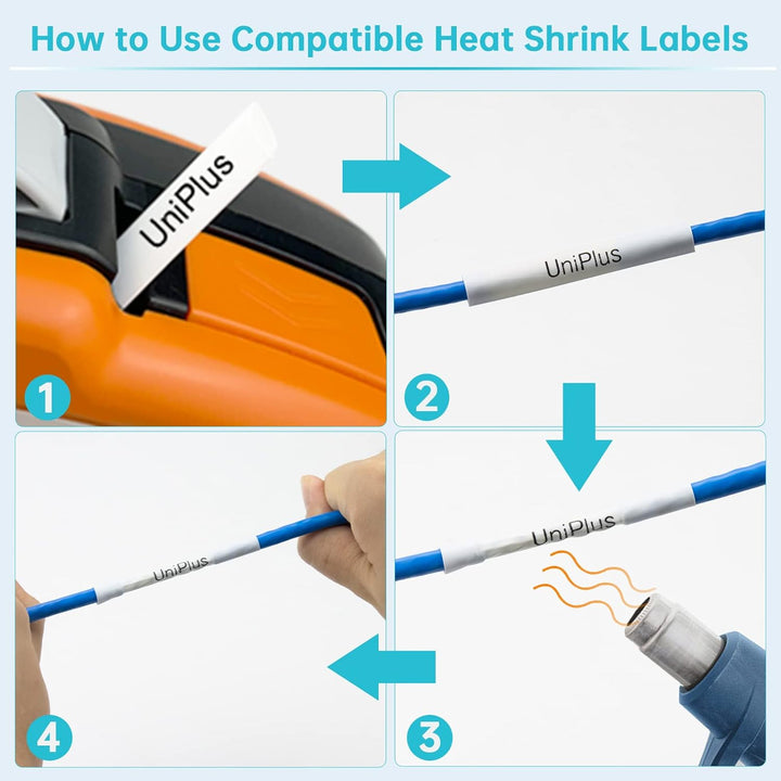 UniPlus 3x Kompatibel 8.8mm Schrumpfschläuche für Brother HSe-221 HSe221 HS221 HS-221 Schwarz auf We