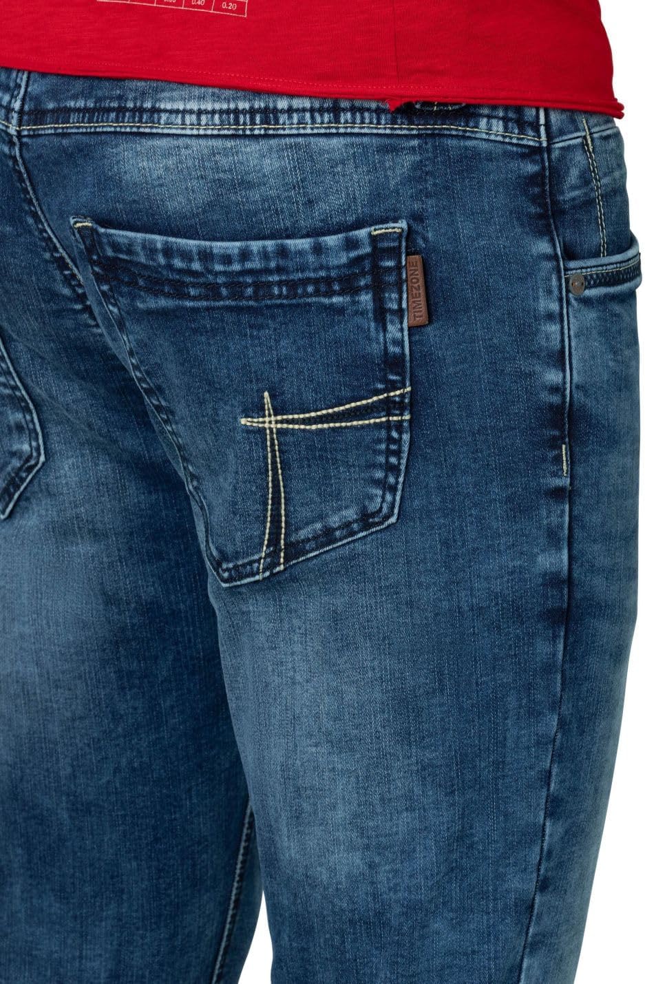 Timezone Herren Jeans Slim EDUARDOTZ Mid Waist - Slim Fit - Blau W29-W40 Stretch 29W / 32L Blau (Whi